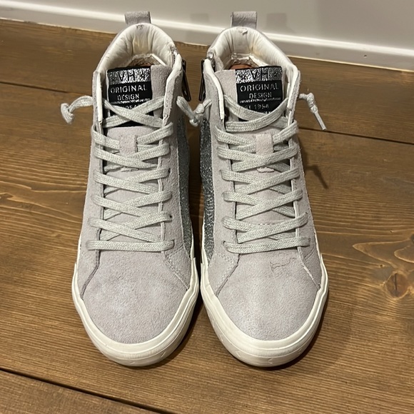 VINTAGE HAVANA Womens Dyno Rhinestone High Sneakers Shoes Casual - Grey - Picture 2 of 5